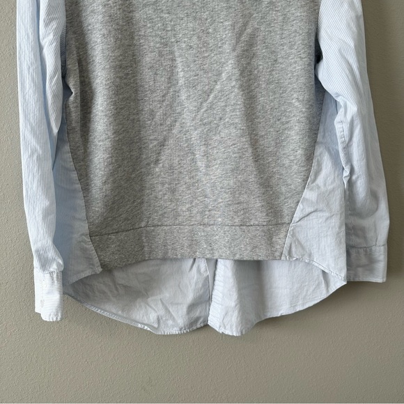 Who What Wear Gray & Light Blue Button Down Back Blouse Size Medium - Picture 7 of 14